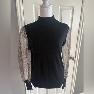 Women’s blouse, black and leopard print